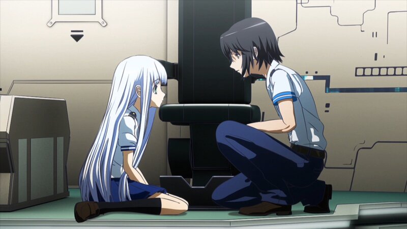 Two Anime Characters Kneeling — Blue, Calm