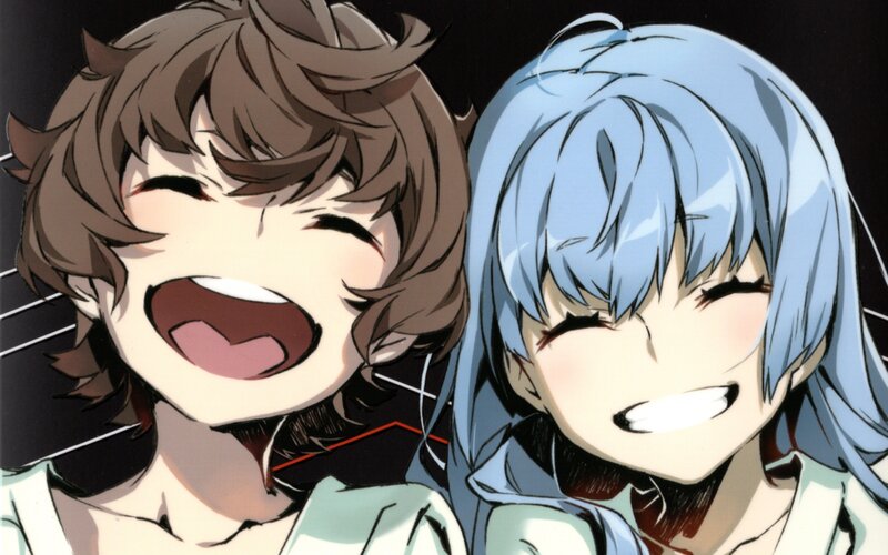 Two Anime Characters Laughing — Blue