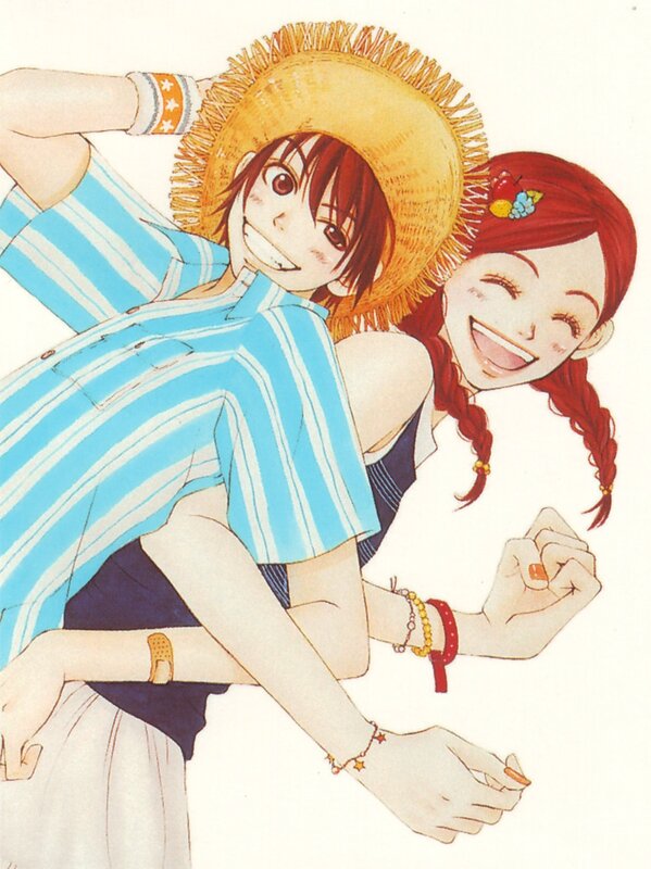 Two anime characters laughing