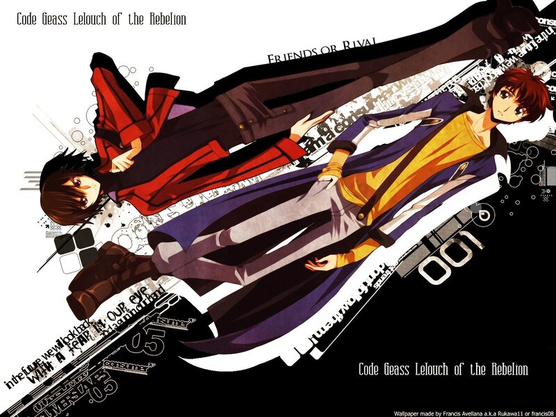 Two Anime Characters Lying — Black, Dramatic, Text