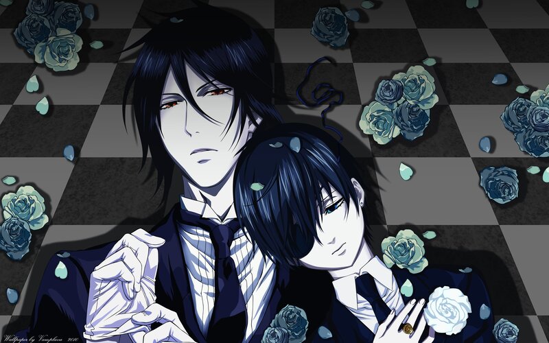 Two Anime Characters Lying — Black, Dramatic