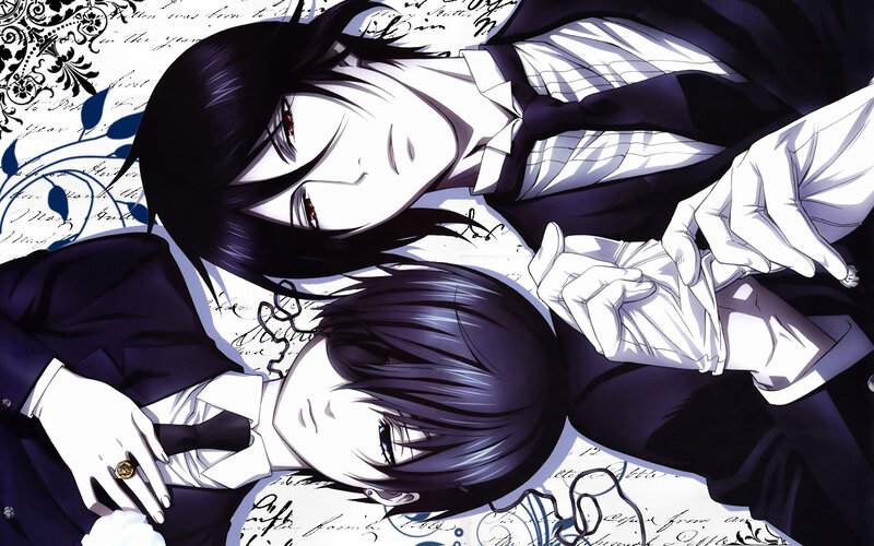 Two Anime Characters Lying — Black