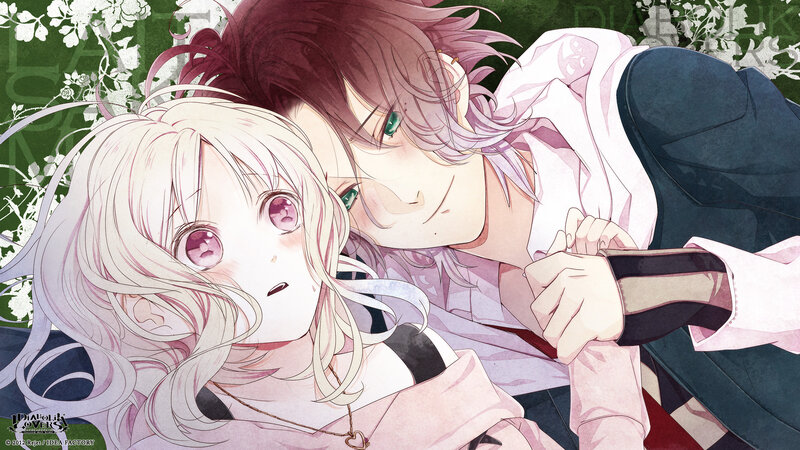 Two Anime Characters Lying — Green, Intimate, Flowers