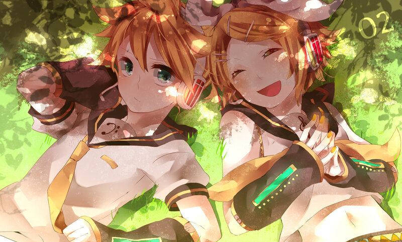 Two Anime Characters Lying — Green, Peaceful