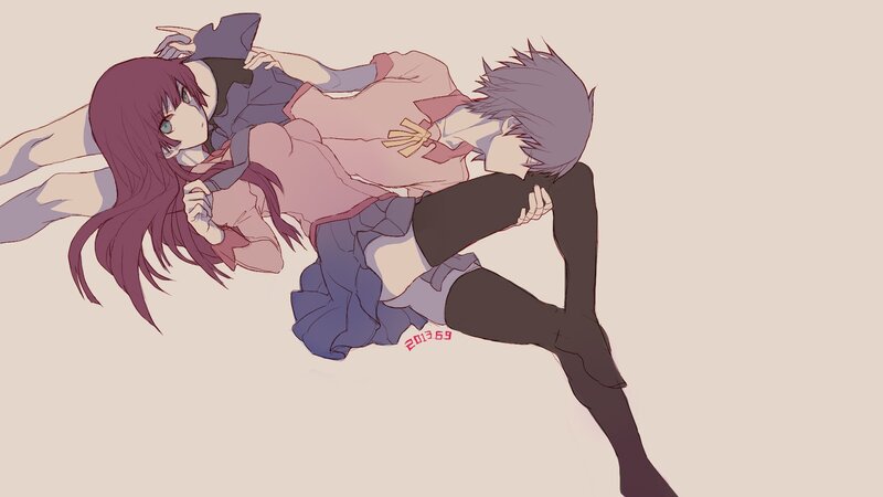 Two Anime Characters Lying — Purple, Calm