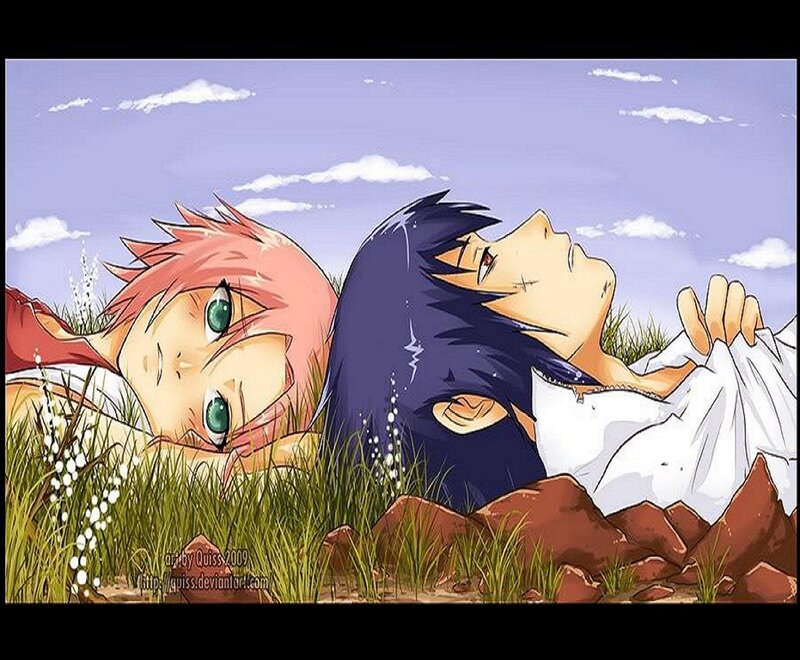 Two Anime Characters Lying — Purple, Peaceful
