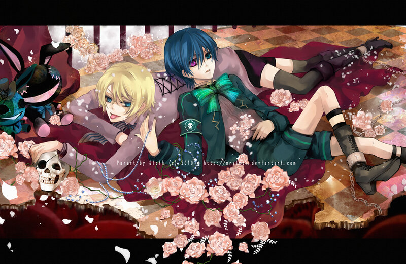 Two Anime Characters Lying — Red, Dramatic