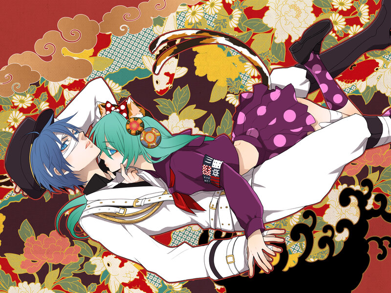 Two Anime Characters Lying — Red
