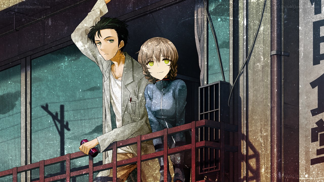 Two anime characters on a balcony