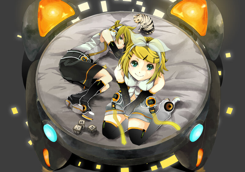 Two Anime Characters on a Bed — Gray