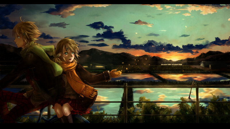 Two Anime Characters on a Bike — Orange