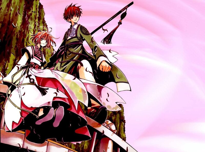 Two Anime Characters on a Bridge — Pink