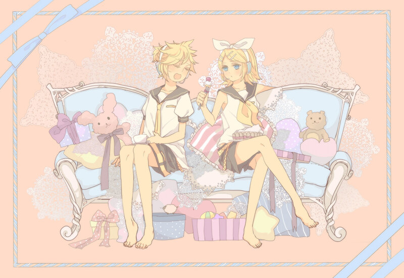 Two Anime Characters on a Couch — Pink