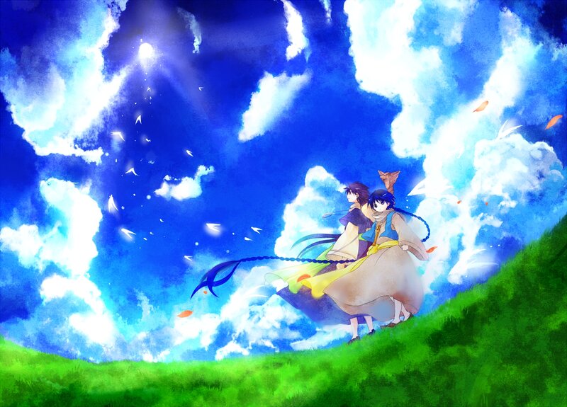 Two Anime Characters on a Hill — Blue