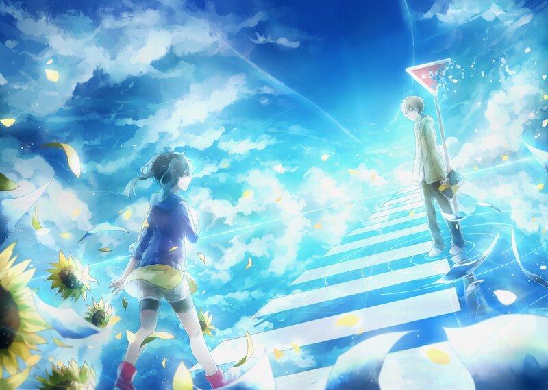 Two Anime Characters on a Road
