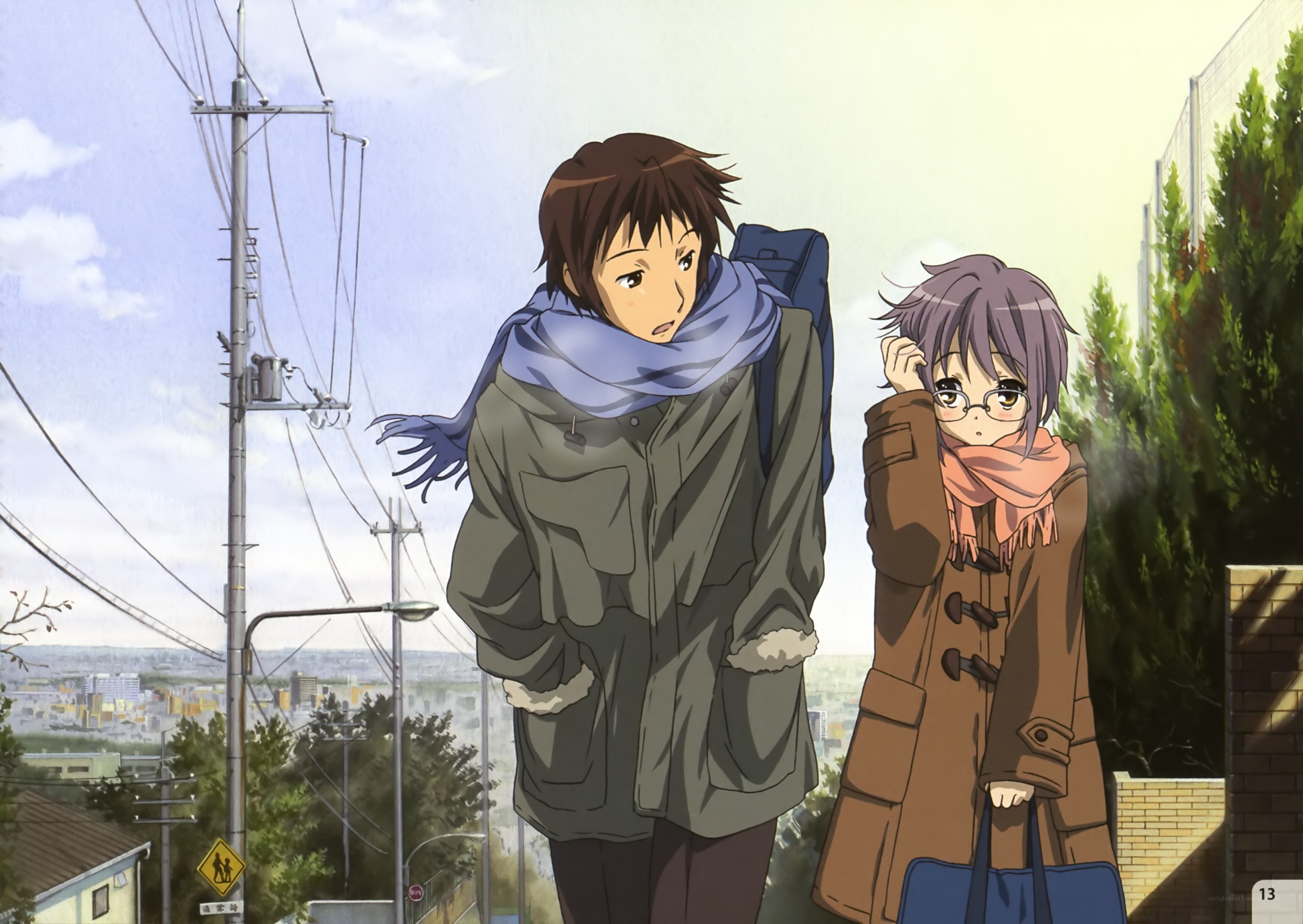 Two anime characters on a street