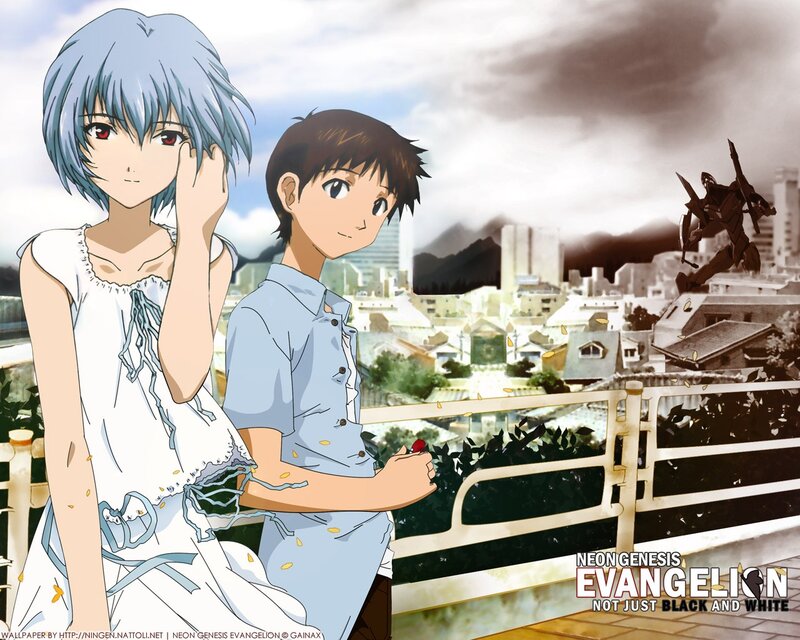 Two Anime Characters on Balcony — Blue, Dramatic