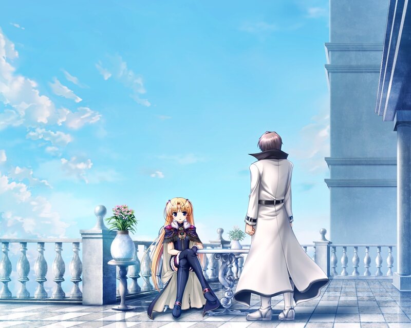 Two Anime Characters on Balcony — Blue