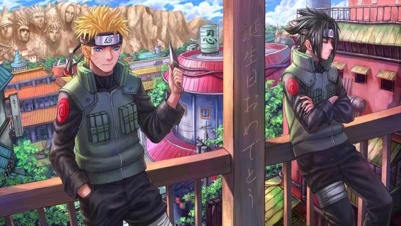 Two Anime Characters on Balcony — Green