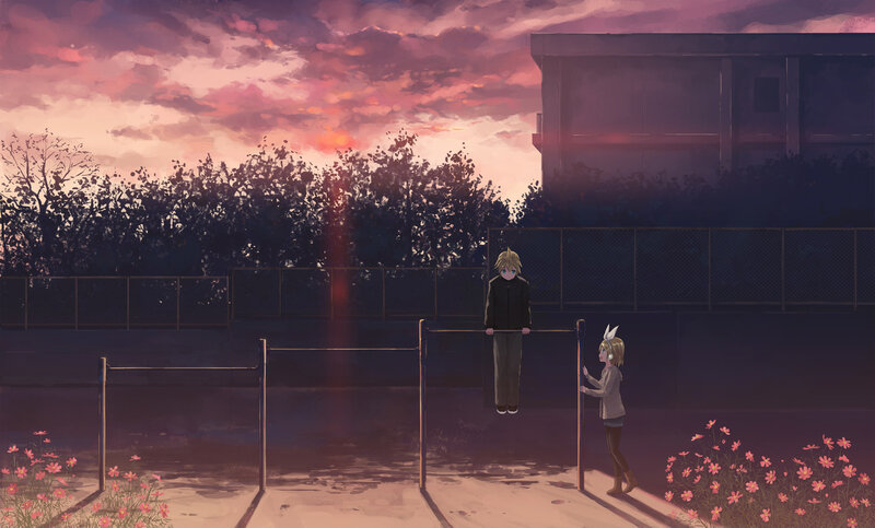 Two Anime Characters on Bars