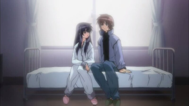 Two Anime Characters on Bed — Purple