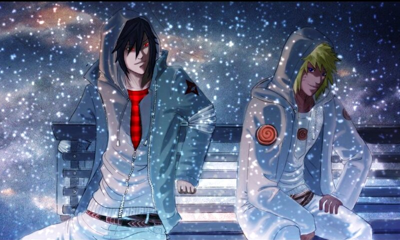 Two Anime Characters on Bench — Blue, Calm