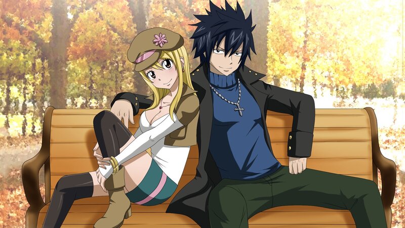 Two Anime Characters on Bench — Brown, Calm
