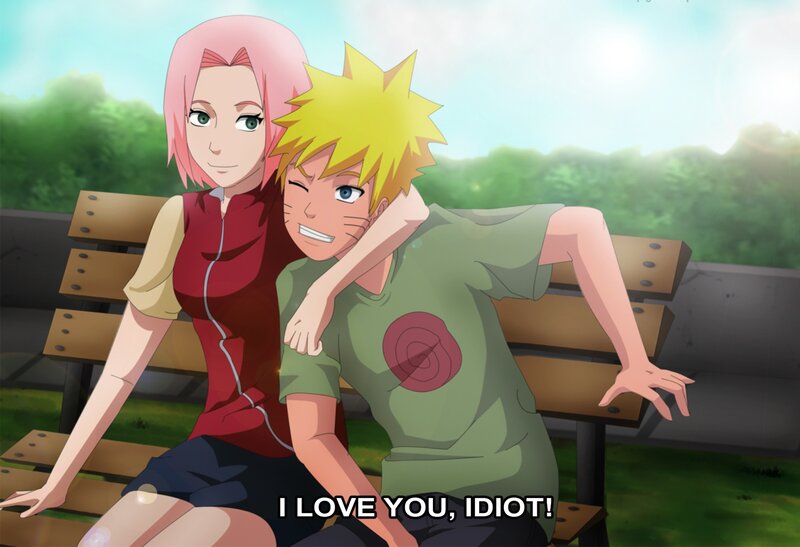 Two Anime Characters on Bench — Green
