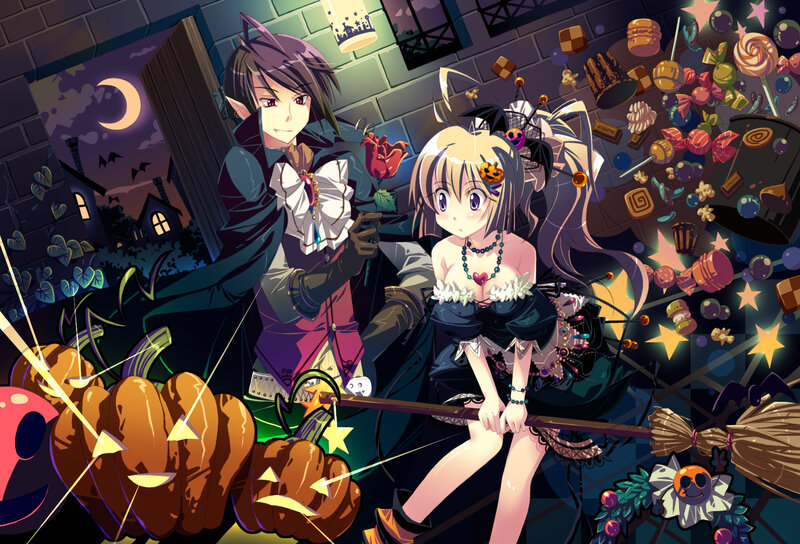 Two Anime Characters on Broom