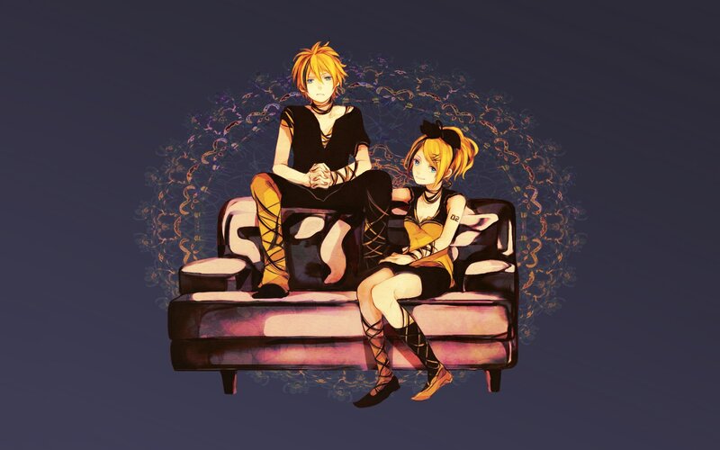 Two Anime Characters on Couch — Black, Calm
