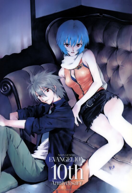 Two Anime Characters on Couch — Blue