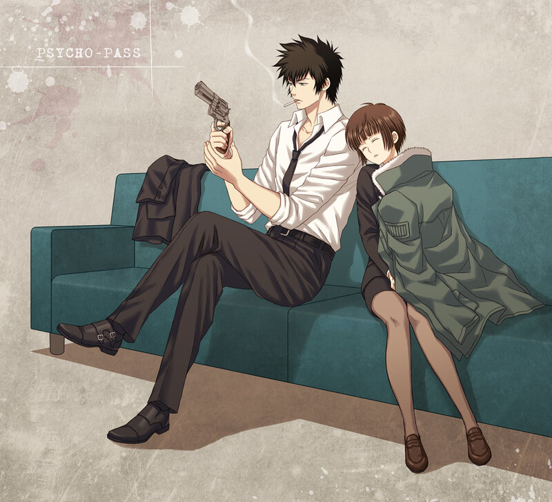 Two Anime Characters on Couch — Teal