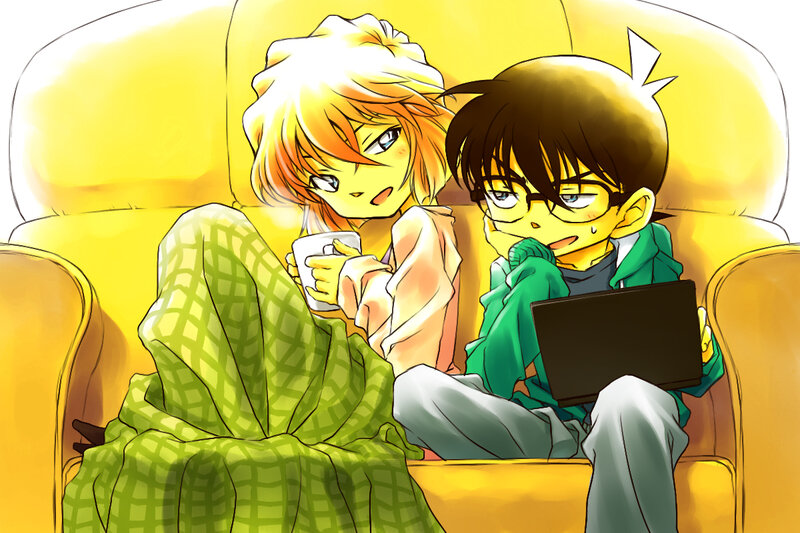 Two Anime Characters on Couch — Yellow