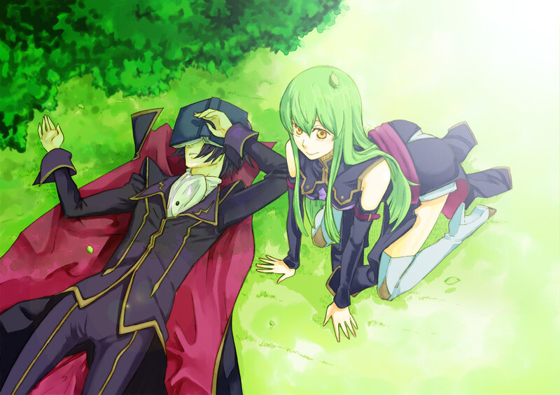 Two Anime Characters on Grass — Green, Calm