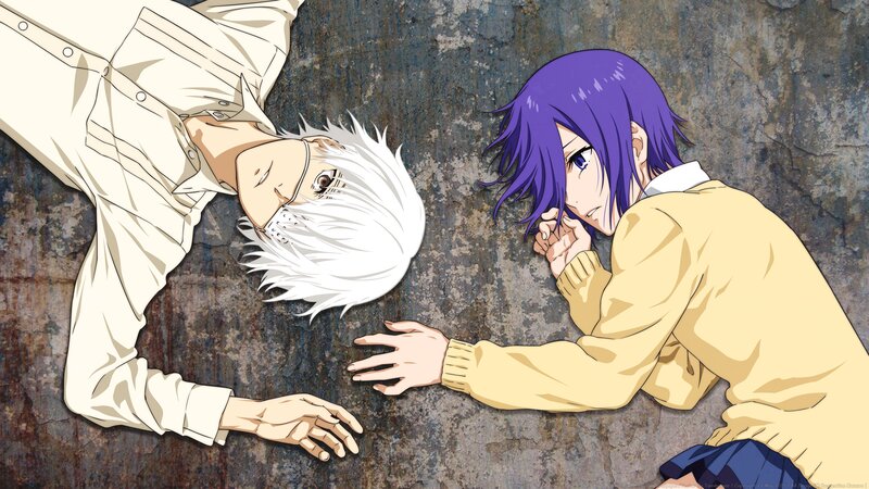 Two Anime Characters on Ground — Purple