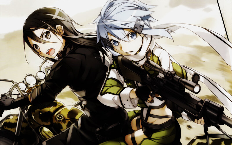 Two Anime Characters on Motorcycle