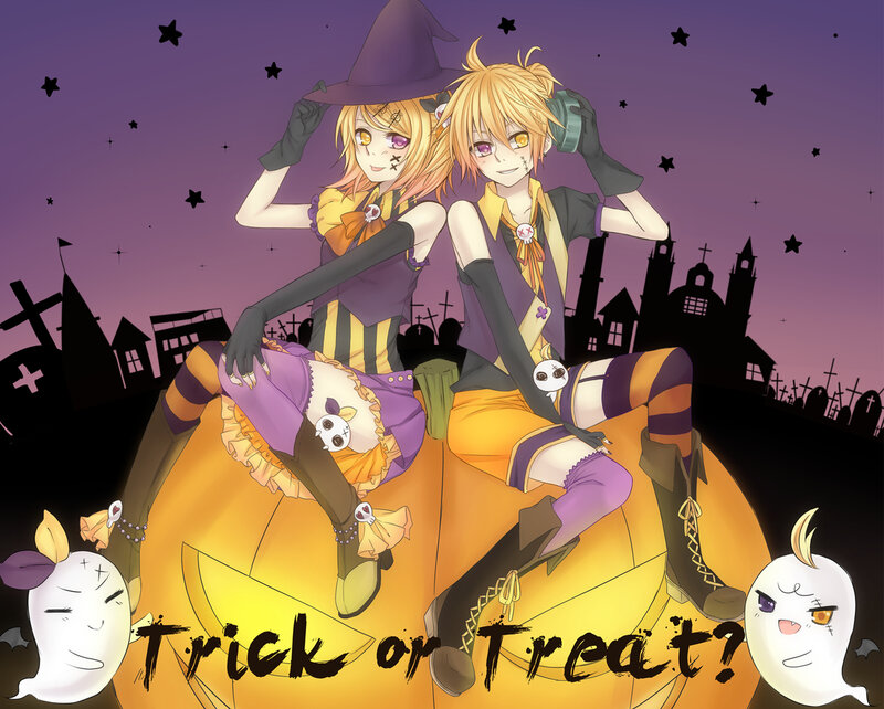 Two Anime Characters on Pumpkin