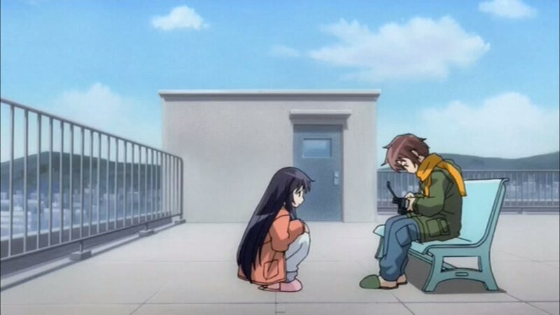 Two Anime Characters on Rooftop — Blue, Calm