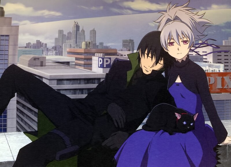 Two Anime Characters on Rooftop — Purple