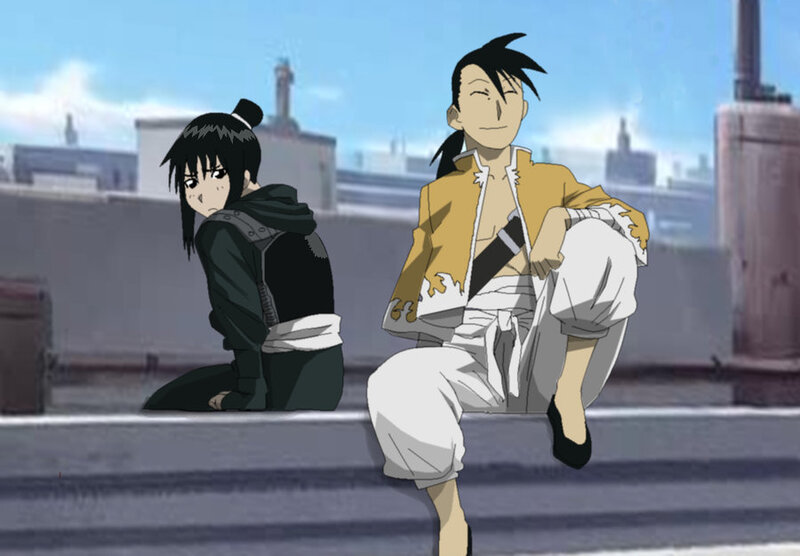 Two Anime Characters on Rooftop