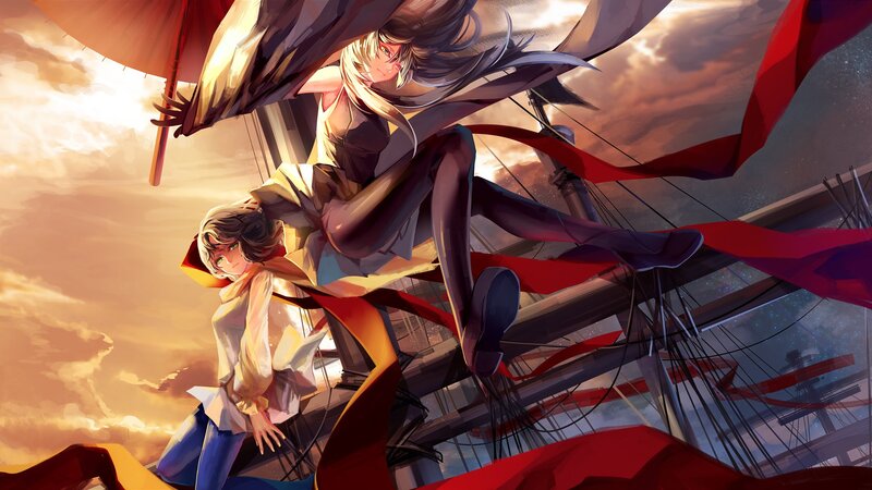 Two Anime Characters on Ship — Red