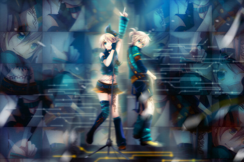 Two Anime Characters on Stage — Blue