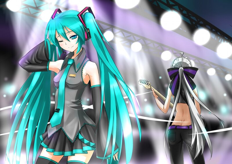 Two Anime Characters on Stage — Cyan