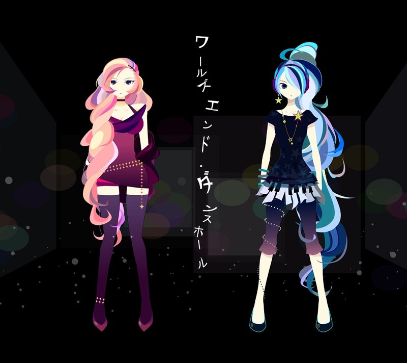 two anime characters on stage