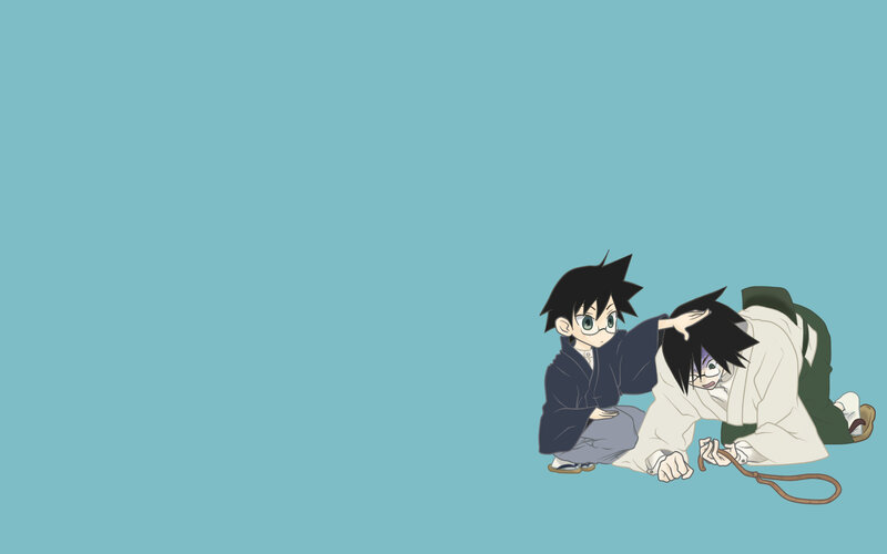 Two anime characters on the ground