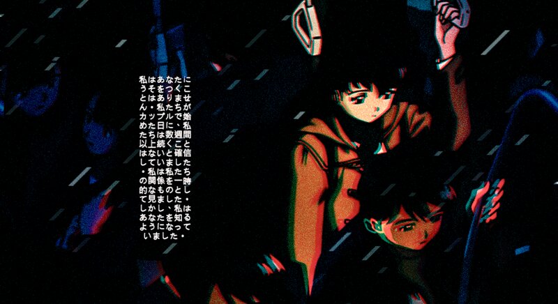 Two Anime Characters on Train — Black