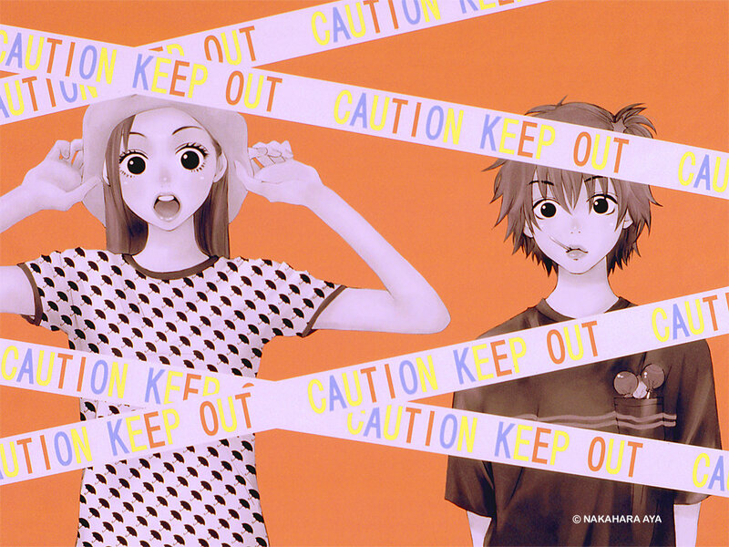 Two Anime Characters — Orange, Dramatic, Caution Tape