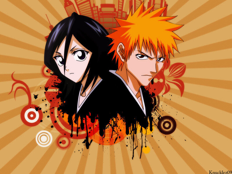 Two Anime Characters — Orange, Dramatic, City Skyline