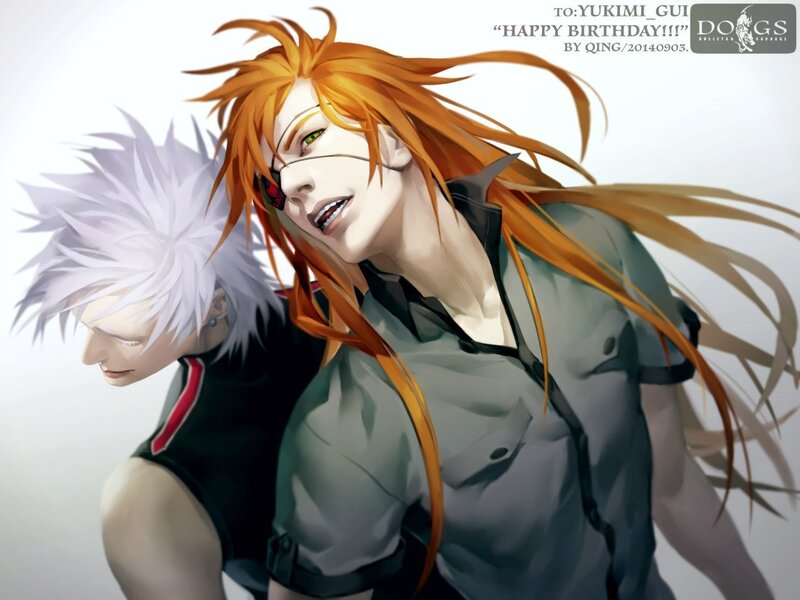 Two Anime Characters — Orange, Dramatic, Digital Art, Orange Hair