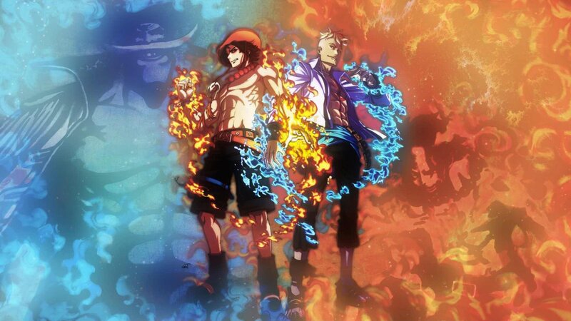 Two Anime Characters — Orange, Dramatic, Fire